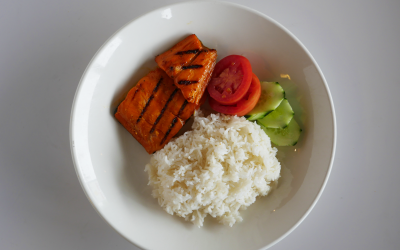 Grilled Salmon over Rice